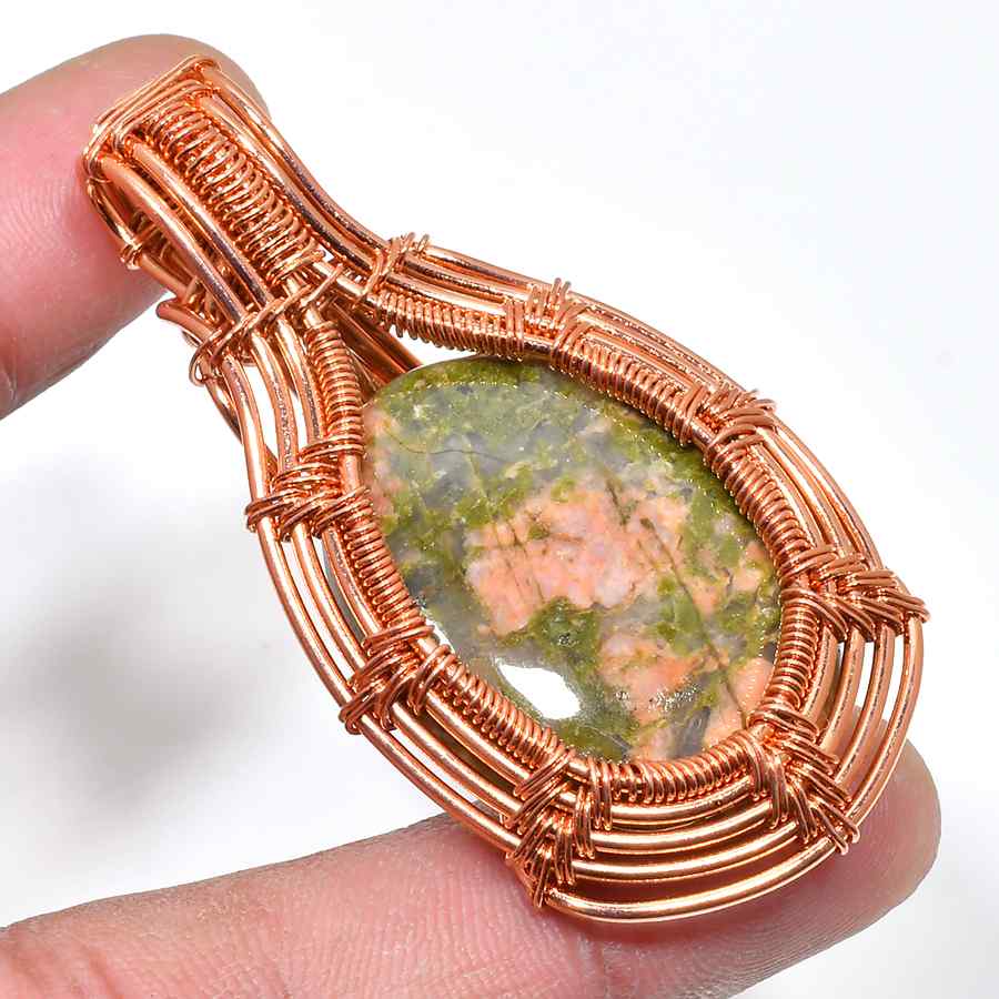 Gaia’s Embrace – Copper Wire Stone Pendant
