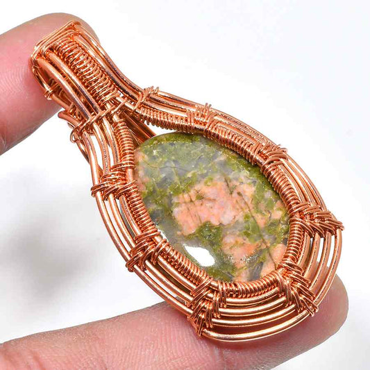 Gaia’s Embrace – Copper Wire Stone Pendant