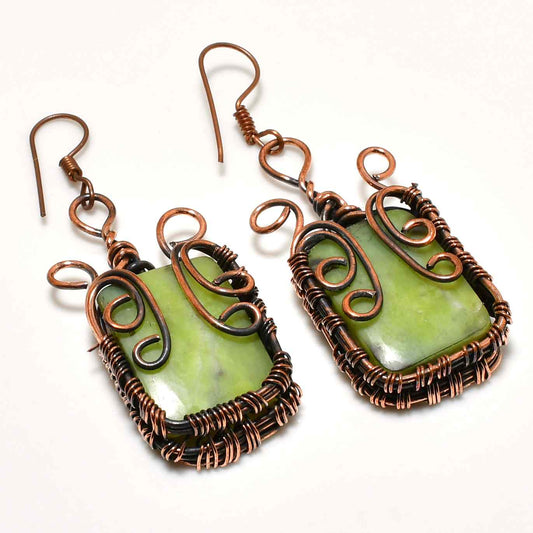 Serenity’s Embrace – Jade & Oxidized Copper Earrings