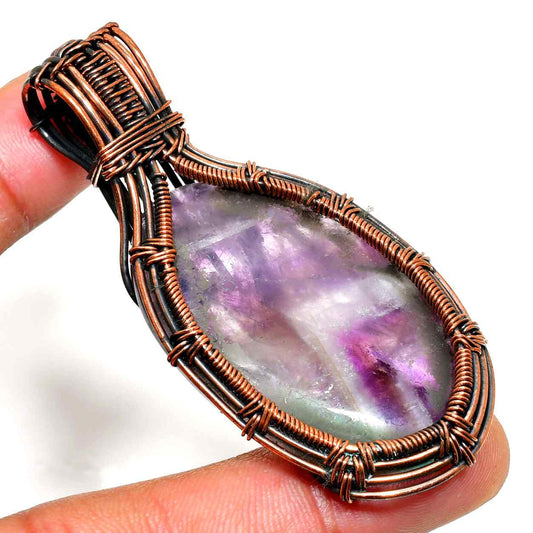 Ezra’s Veil – Oxidized Copper Amethyst Pendant