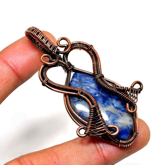 Celestial Harmony – Sodalite & Oxidized Copper Pendant