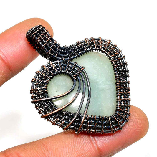 Empress’ Heart – Jade & Copper Wire Pendant