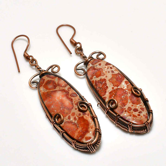 Crimson Earth – Red Jasper & Copper Earrings