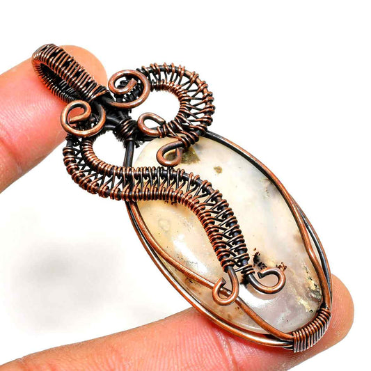 Nature’s Embrace – Natural Stone & Copper Pendant