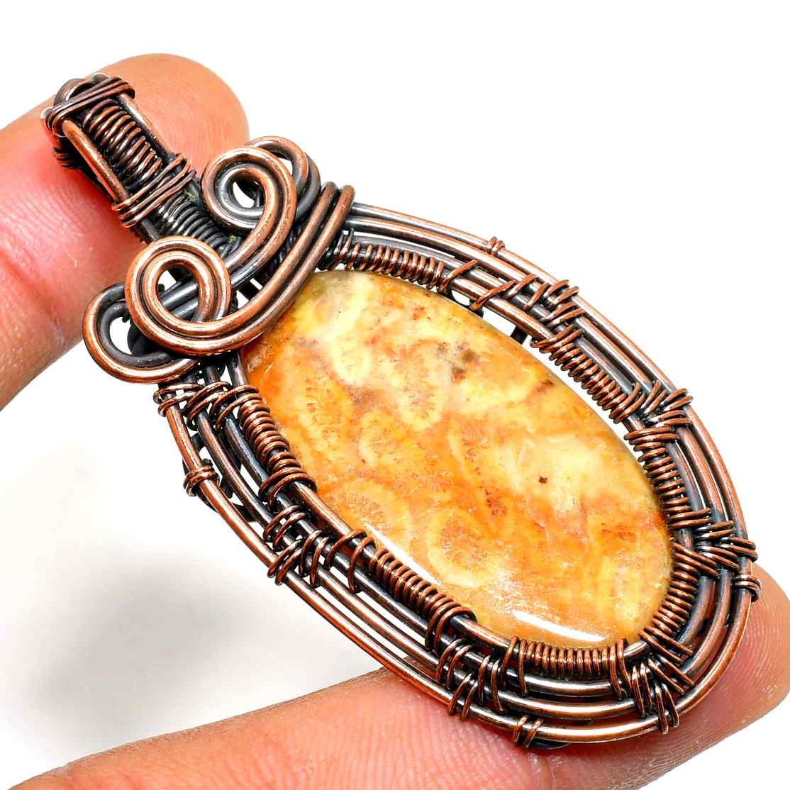 Serene Harmony – Orange Agate & Copper Pendant