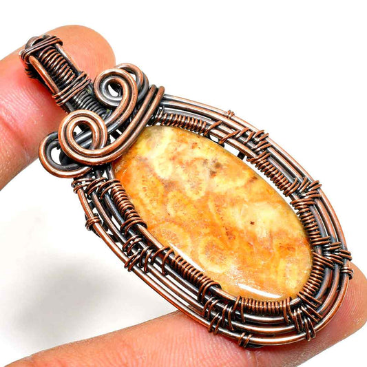 Serene Harmony – Orange Agate & Copper Pendant