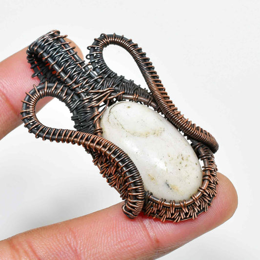 Serenity’s Embrace – White Stone Copper Pendant