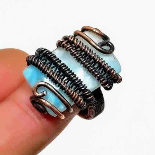 Celestial Glow – Blue Gem Copper Ring