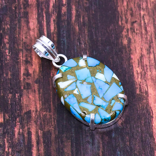 Caspian Dream – Turquoise Silver Inlay Pendant