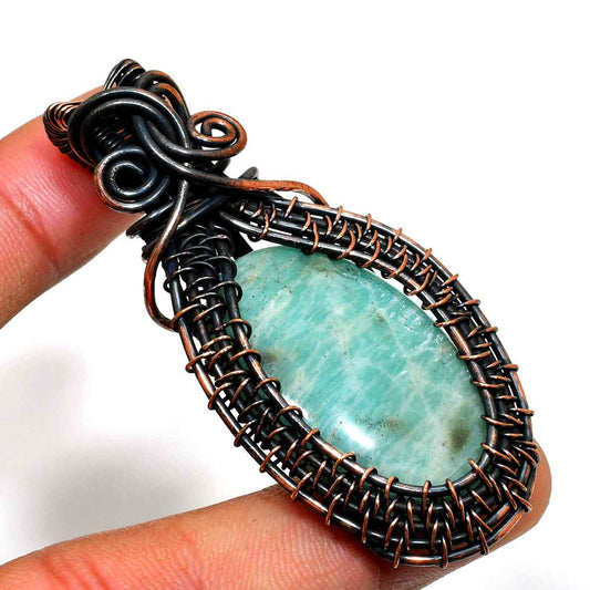 Serenity Song – Amazonite & Antique Copper Pendant