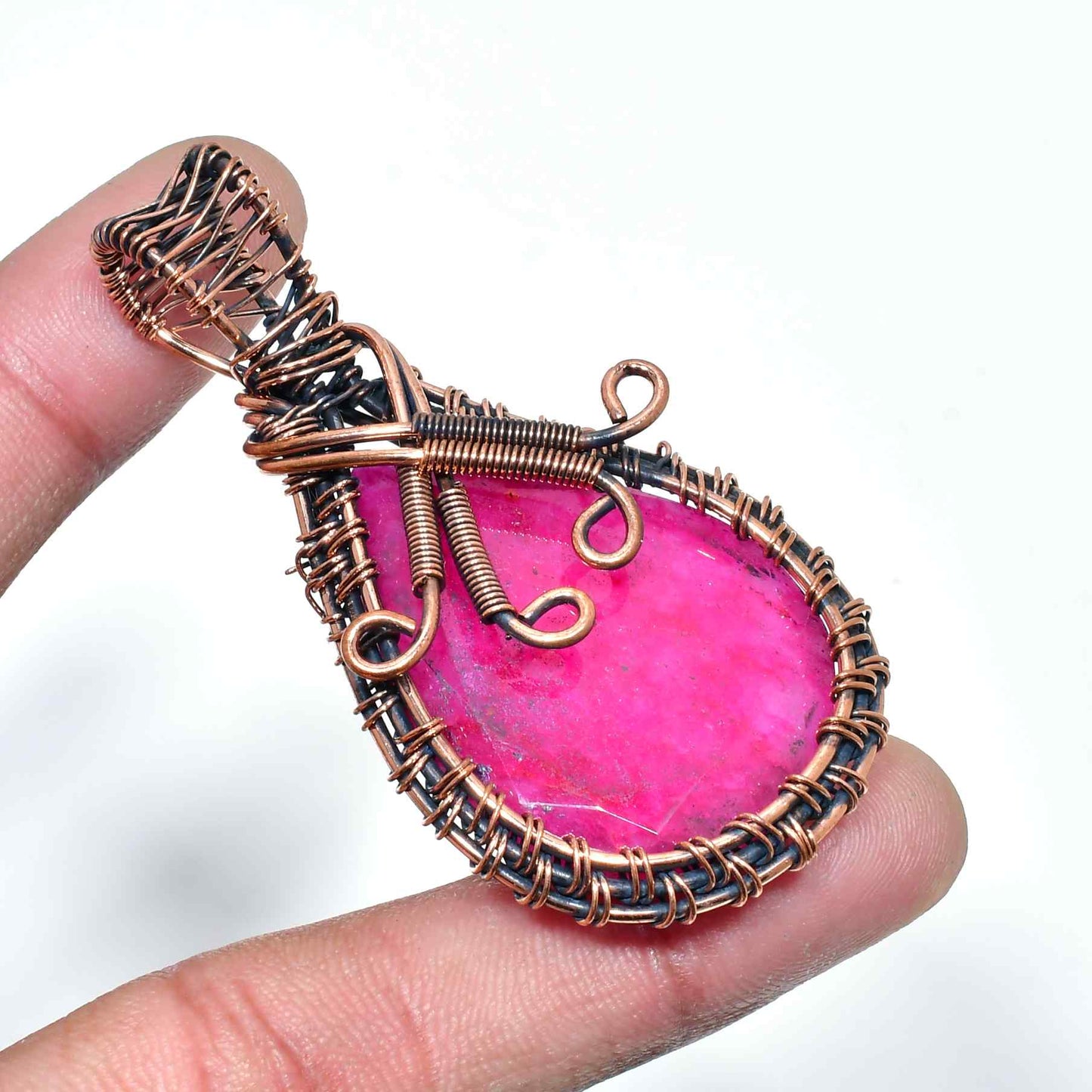 Ember Rose – Pink Agate Copper Pendant