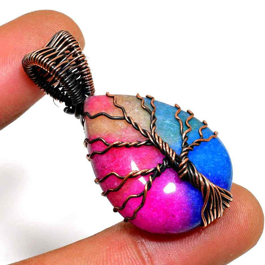 Gaia’s Grace – Tree of Life Gemstone Copper Pendant