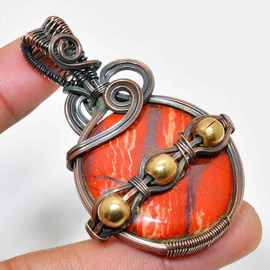 Ember’s Embrace – Red Jasper Copper Pendant