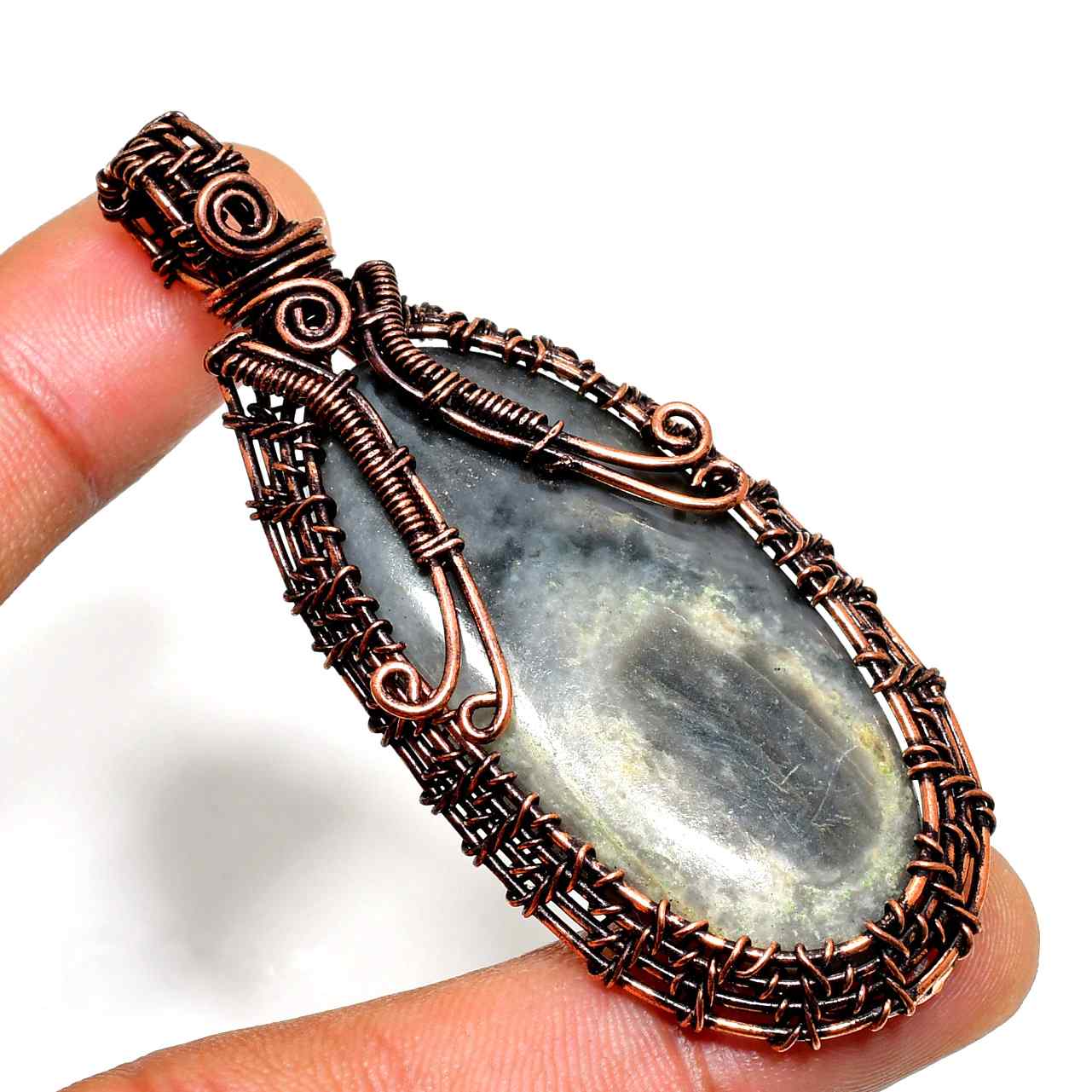Grounded Grace – Natural Stone Copper Pendant