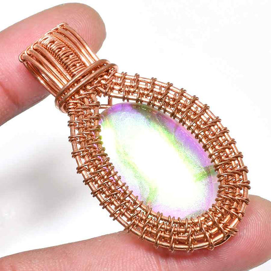 Celestial Harmony – Iridescent Gemstone Copper Pendant