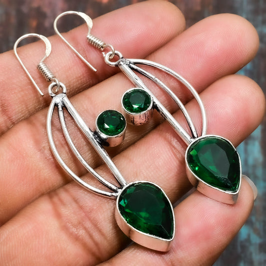 Ivy’s Embrace – Emerald Silver Earrings