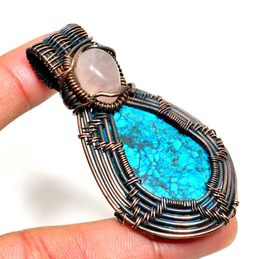 Turquoise Whisper – Oxidized Copper Pendant