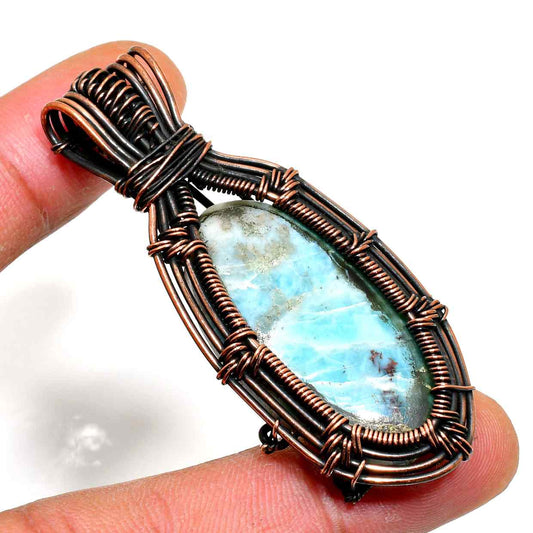 Azura’s Embrace – Aquamarine Copper Pendant
