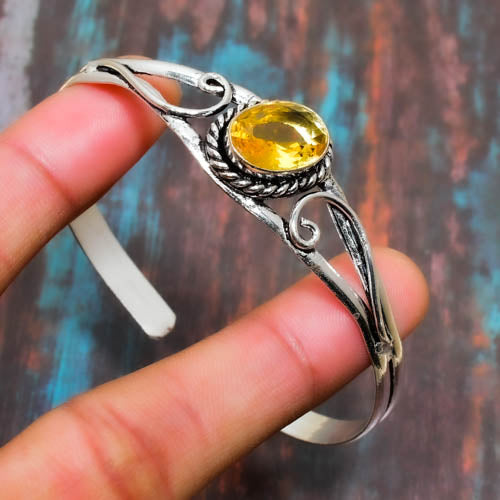 Solstice Glow – Citrine & Sterling Silver Cuff