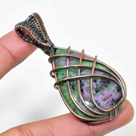 Selene’s Shield – Zoisite Copper Pendant