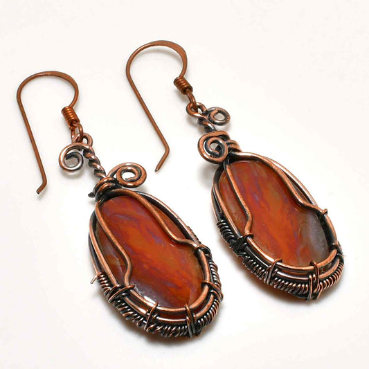 Gaia’s Embrace – Agate & Copper Earrings
