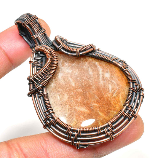 Clarity’s Embrace – Natural Stone & Copper Pendant