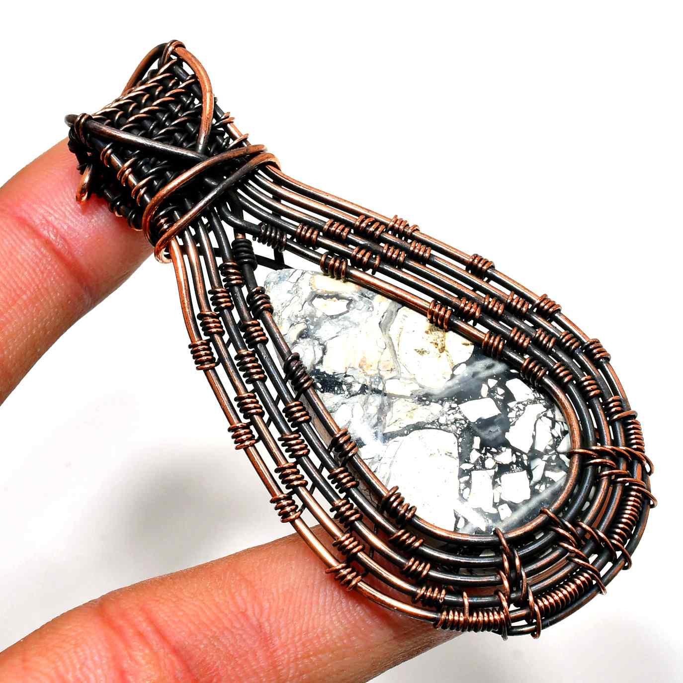 Gaia’s Embrace – Copper-Wrapped Natural Stone Pendant