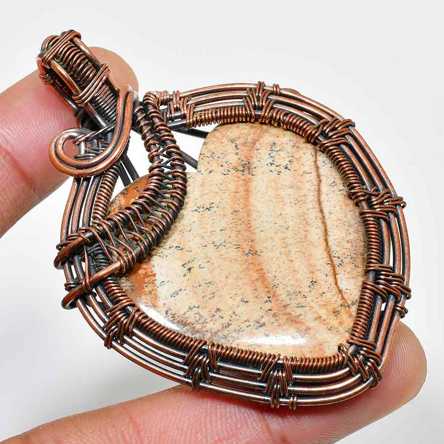 Nature’s Embrace – Artisan Copper-Wrapped Natural Stone Pendant