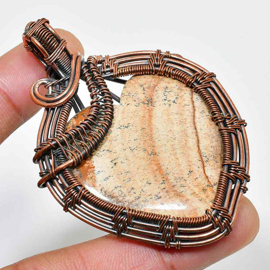 Nature’s Embrace – Artisan Copper-Wrapped Natural Stone Pendant