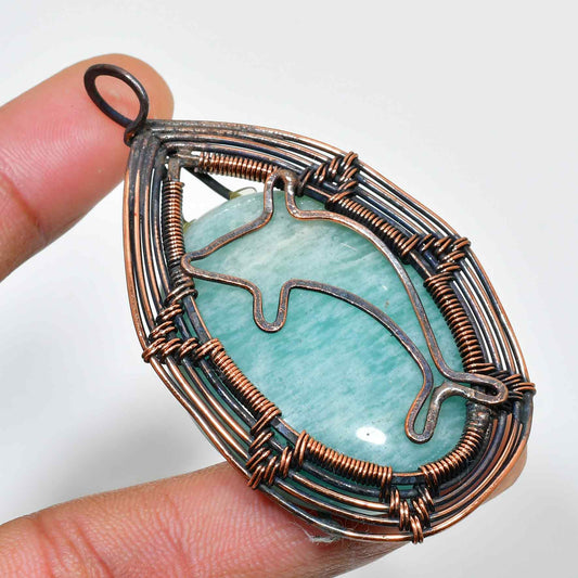 Serenity’s Embrace – Amazonite Copper Pendant