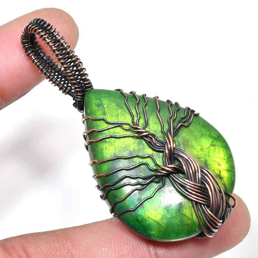 Verdant Arbor – Green Gemstone Tree of Life Pendant