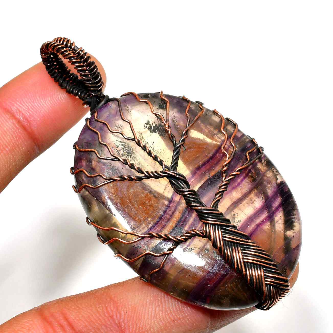 Ezra’s Veil – Handcrafted Amethyst Copper Pendant