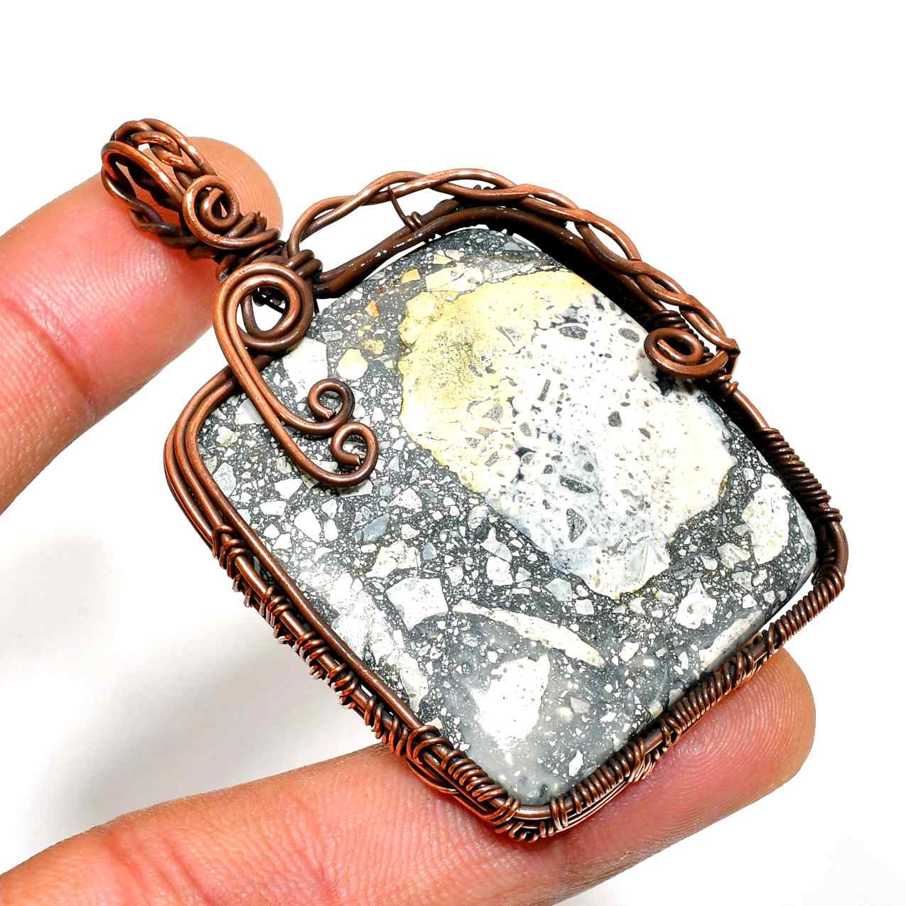 Gaia’s Embrace – Antique Copper Agate Pendant