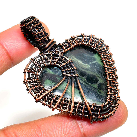 Gaia’s Embrace – Oxidized Copper Gemstone Pendant