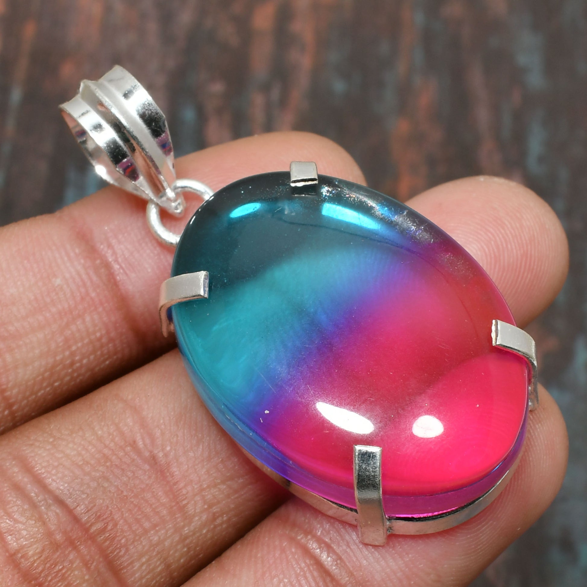 Cosmic Harmony – Multicolored Gemstone Silver Pendant