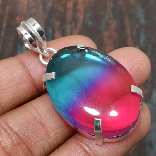 Cosmic Harmony – Multicolored Gemstone Silver Pendant