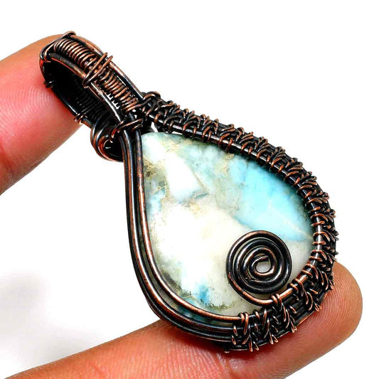 Tranquil Tide – Larimar Bronze Pendant
