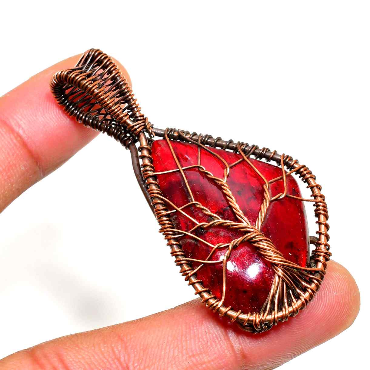 Ember’s Embrace – Red Jasper & Copper Pendant