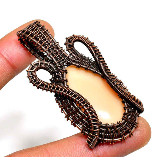 Ezra’s Veil – Oxidized Copper & Tumbled Stone Pendant