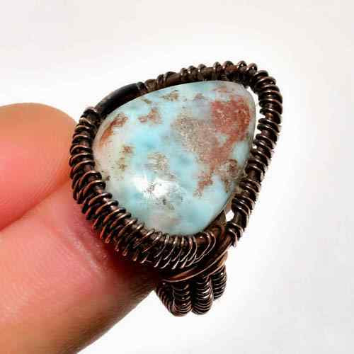 Ocean’s Whisper – Larimar Copper Ring