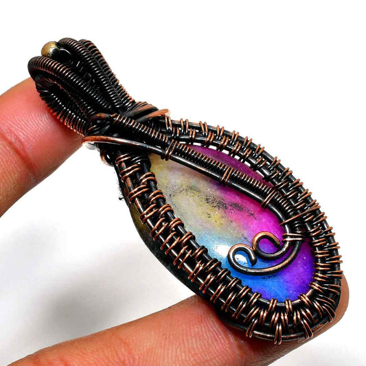 Aurora’s Embrace – Amethyst & Oxidized Copper Pendant