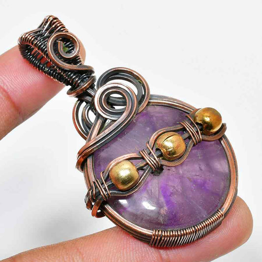 Ezra’s Veil – Handcrafted Amethyst Copper Pendant