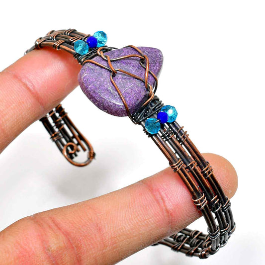 Ezra’s Veil – Handwrapped Amethyst & Copper Bracelet