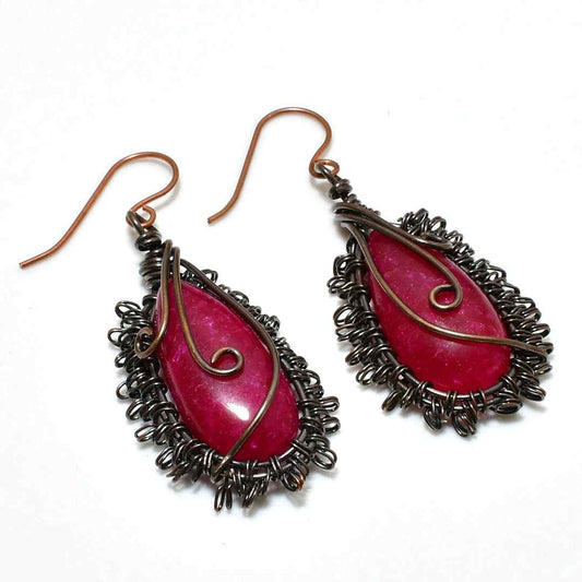 Ember’s Glow – Ruby Copper Earrings
