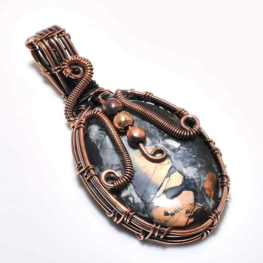 Gaia’s Balance – Copper-Wrapped Gemstone Pendant