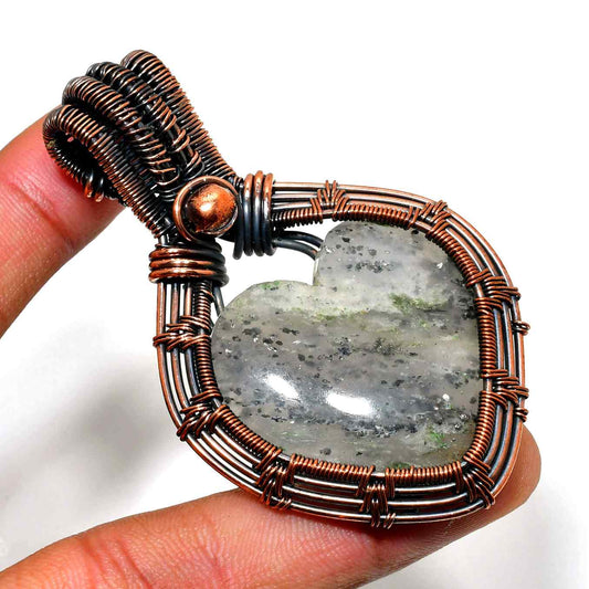 Heart of Serenity – Green Gem & Copper Heart Pendant