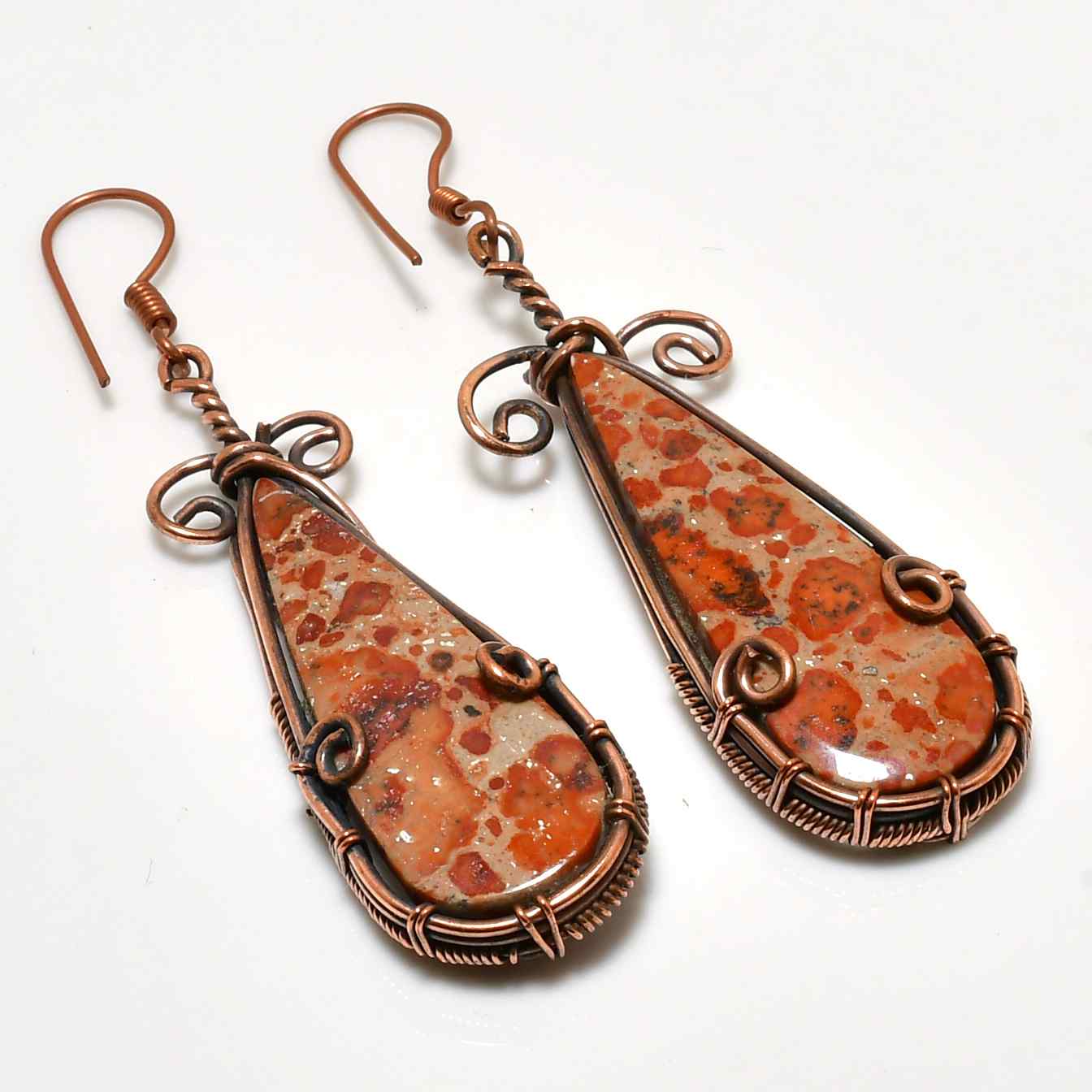Grounded Grace – Jasper & Copper Wire Earrings