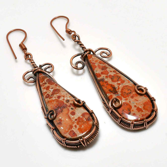 Grounded Grace – Jasper & Copper Wire Earrings