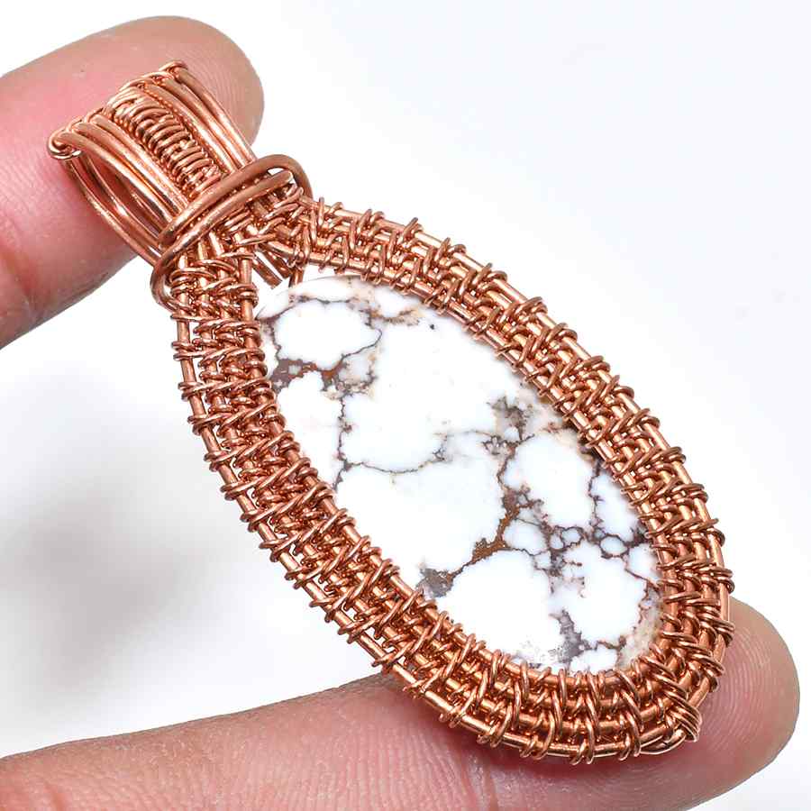 Serenity’s Glow – White Howlite & Copper Pendant
