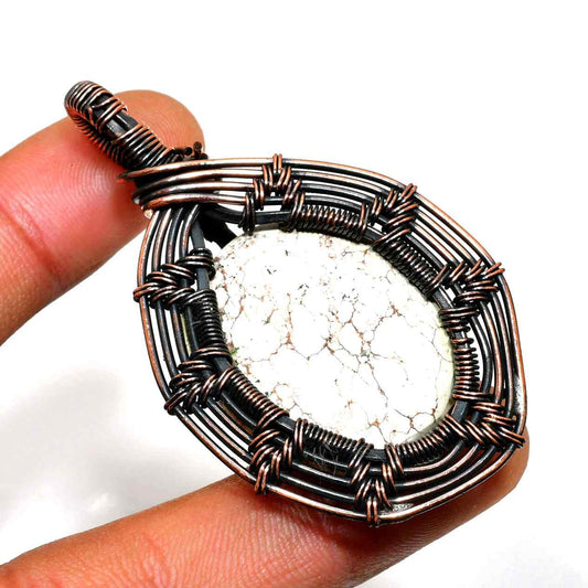 Silent Snowfall – Copper & Stone Pendant